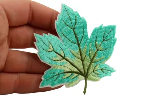 10 Pcs Maple Leaf Patch, Cyan 3.1 Inch Iron On Patch Embroidery, Sycamore leaf Patch, Sew On Patch, Embroidered Patch, Applique