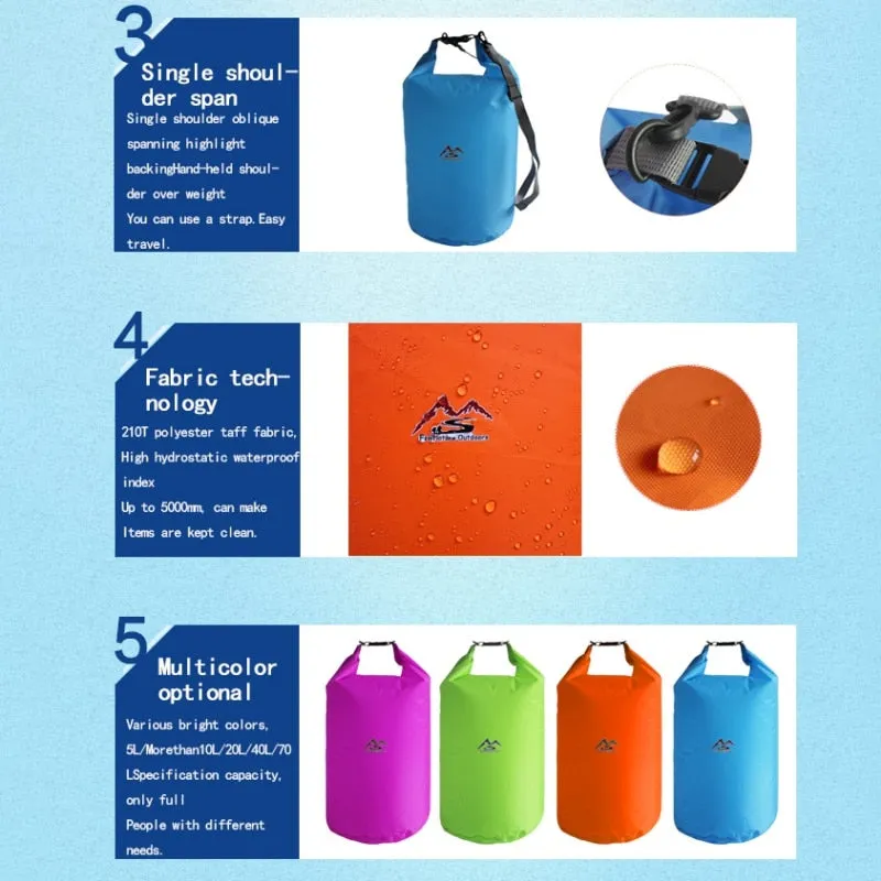 5/10/20/40/70 L Outdoor Waterproof Dry Bag For Camping Drifting Hiking