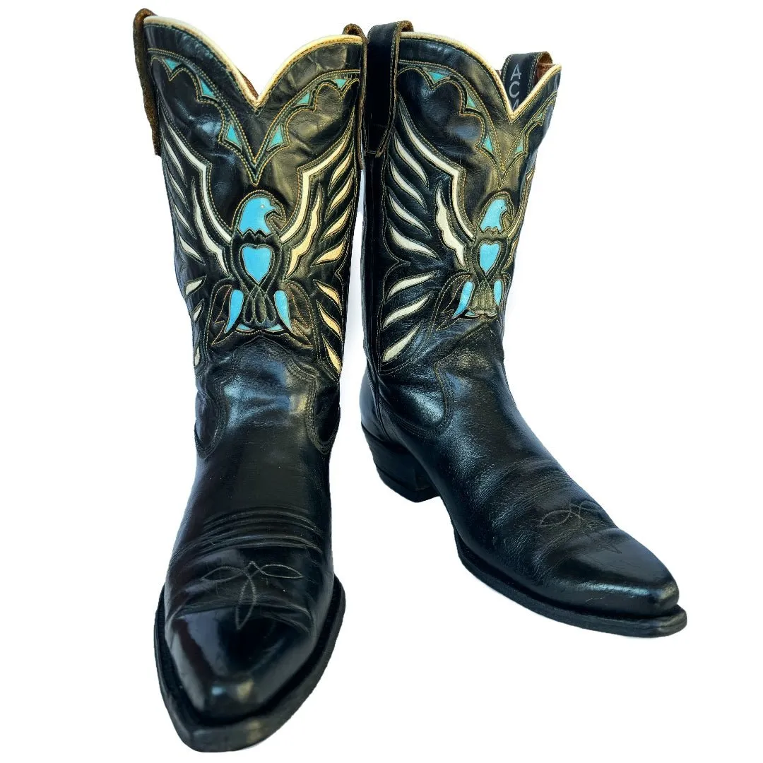 ACME Vintage The Eagle Short Peewee Black Cowboy Boots