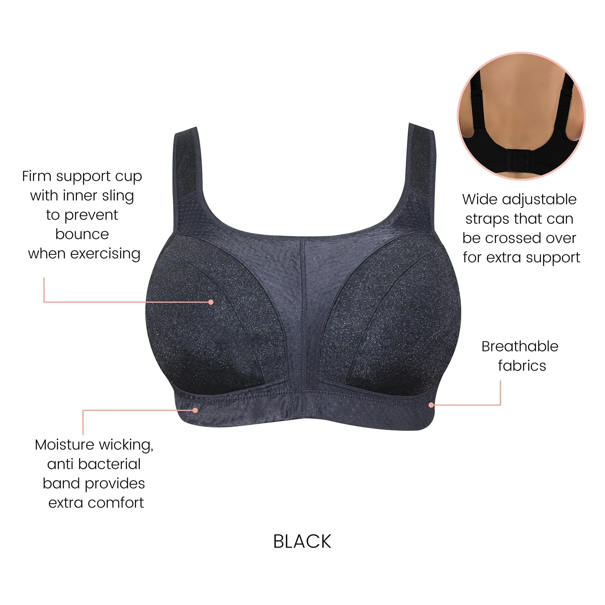 Active Wirefree Sports Bra - Black