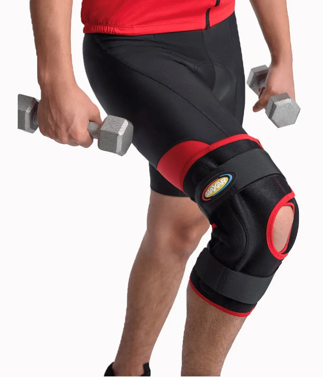 AIRPRENE (BREATHABLE NEOPRENE) WRAP-AROUND KNEE BRACE (DOUBLE-PIVOT HINGE): KNS-140 MAXAR