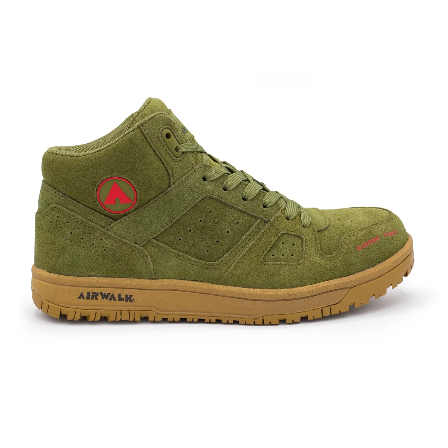 AirWalk Mens Mongo Mid Olive/Gum Suede CT EH Work Boots