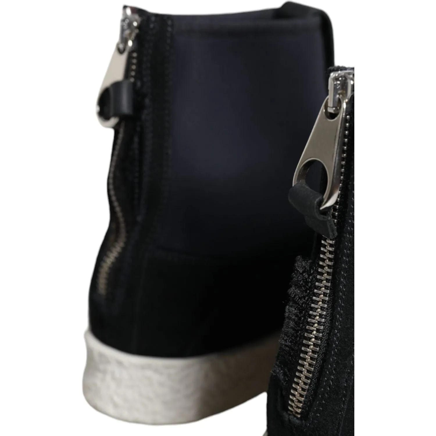 Alexander McQueen Black White Neoprene Takeshi Mid Calf Boots Shoes