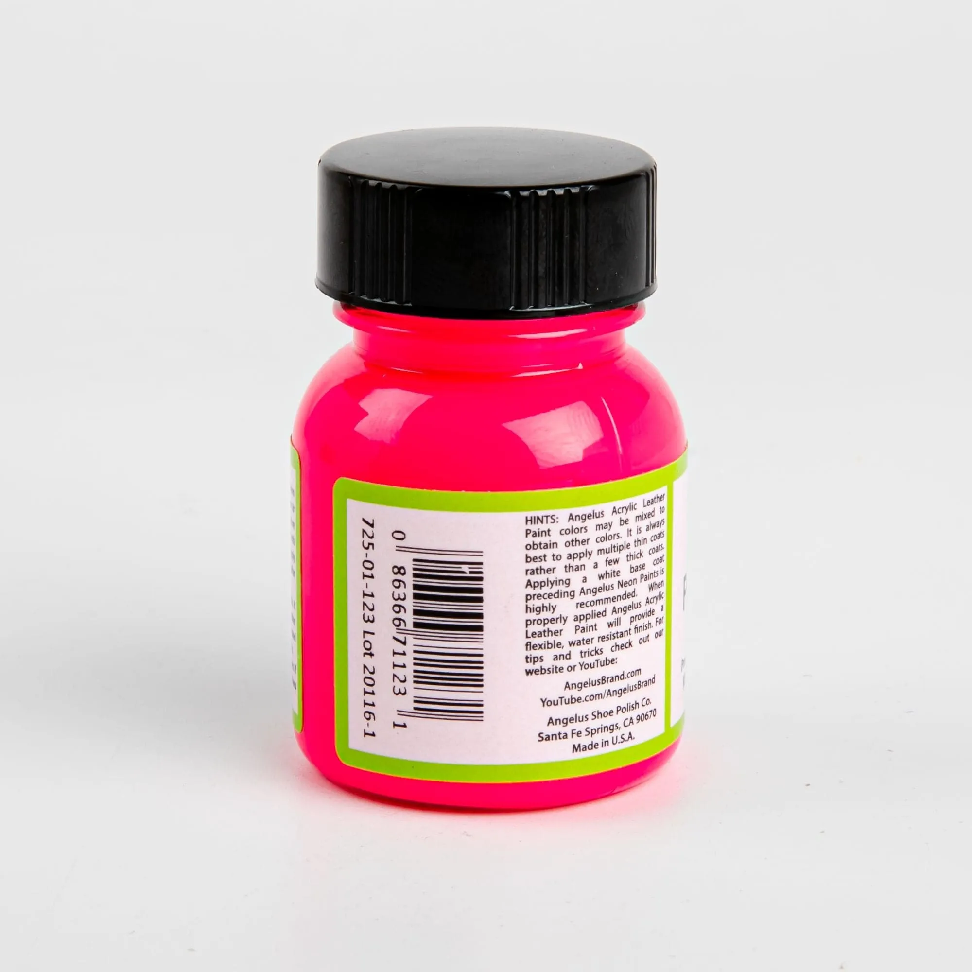 Angelus Neon Acrylic Paint Parisian Pink 29Ml Use On Leather, Vinyl Or Fabric