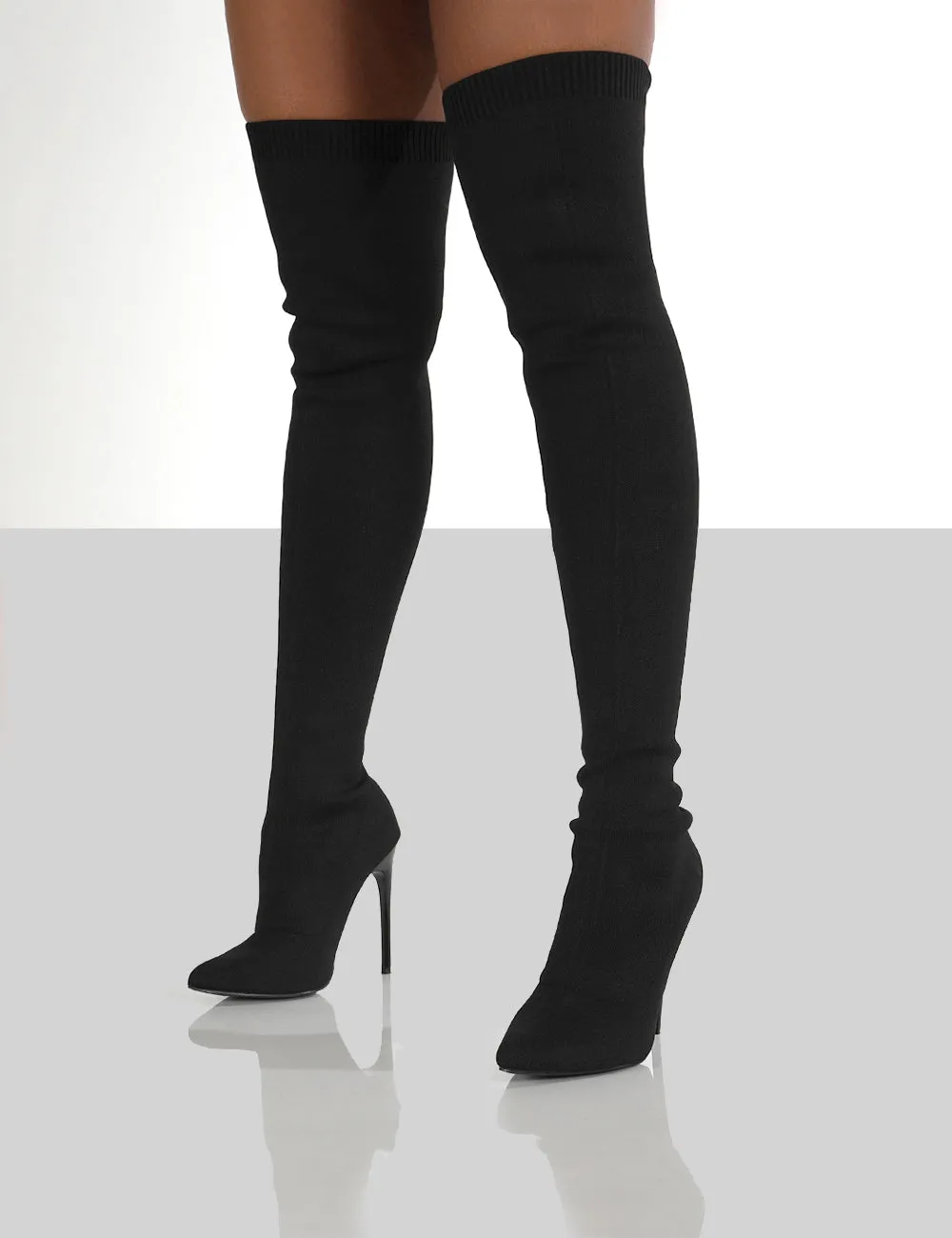 Ariame Black Over The Knee Knitted Boots