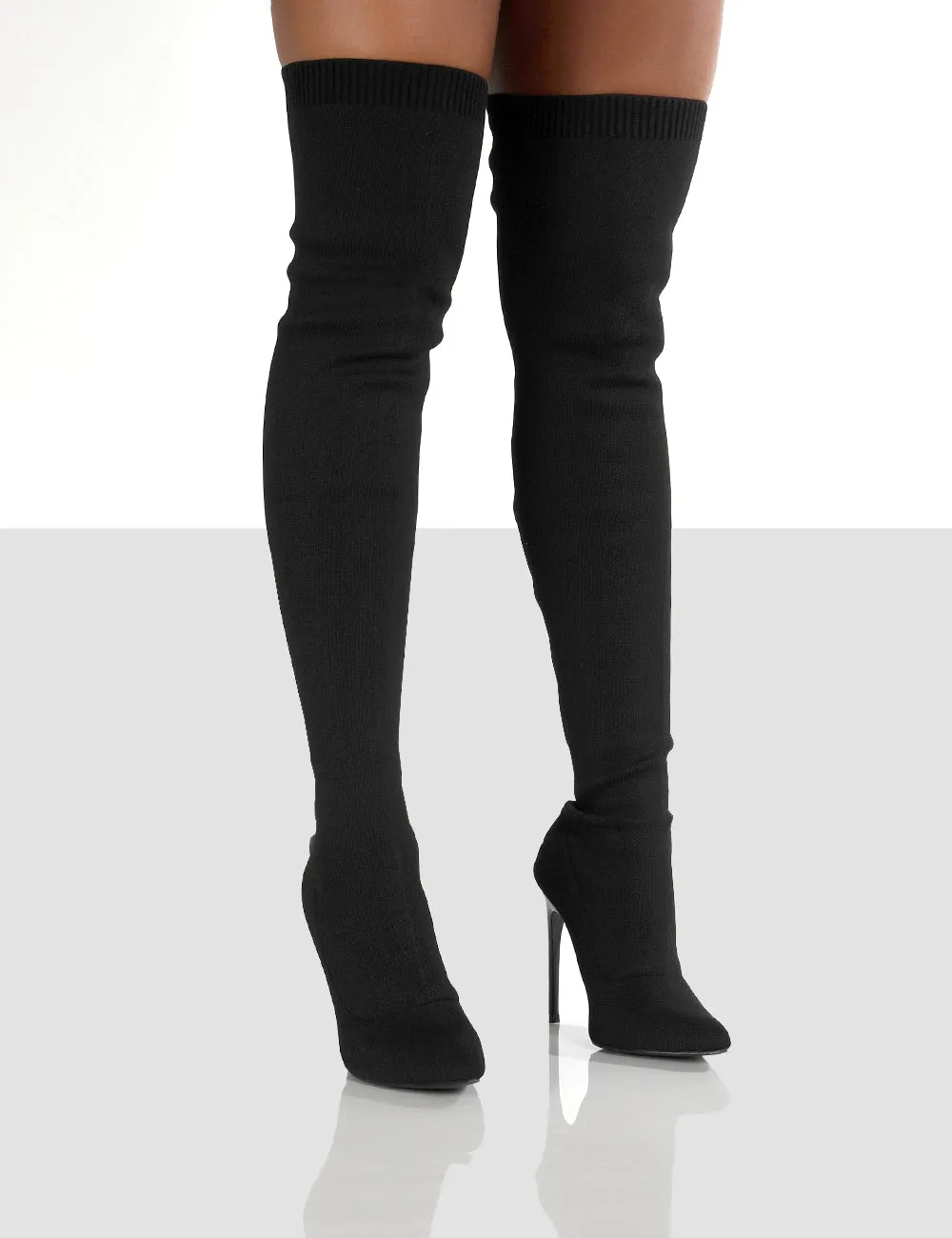 Ariame Black Over The Knee Knitted Boots