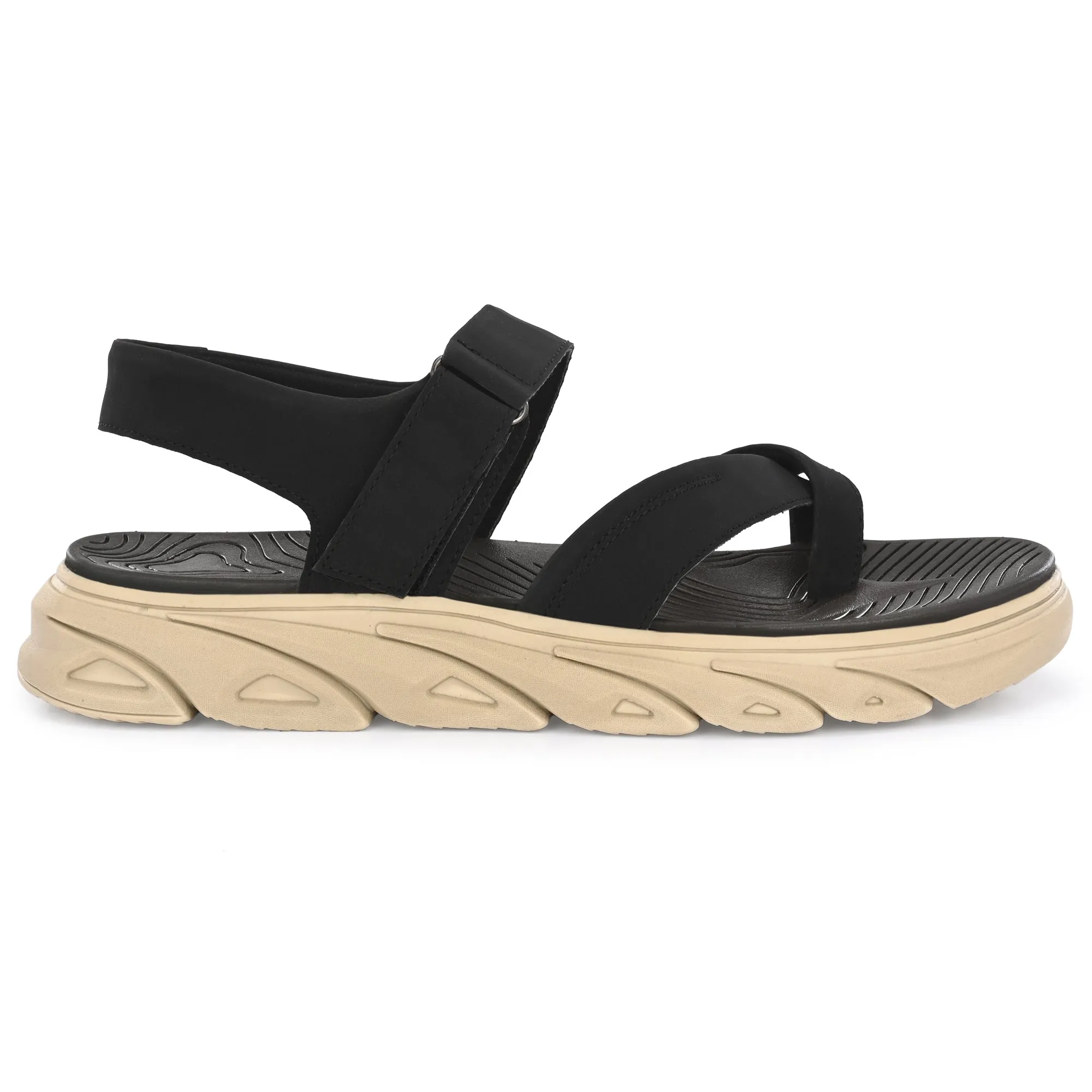 Attitudist Unisex Handcrafted Black Sports Sandal