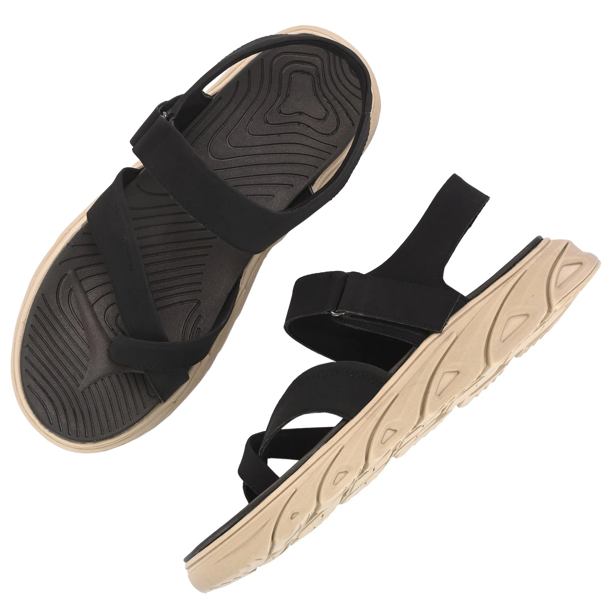 Attitudist Unisex Handcrafted Black Sports Sandal