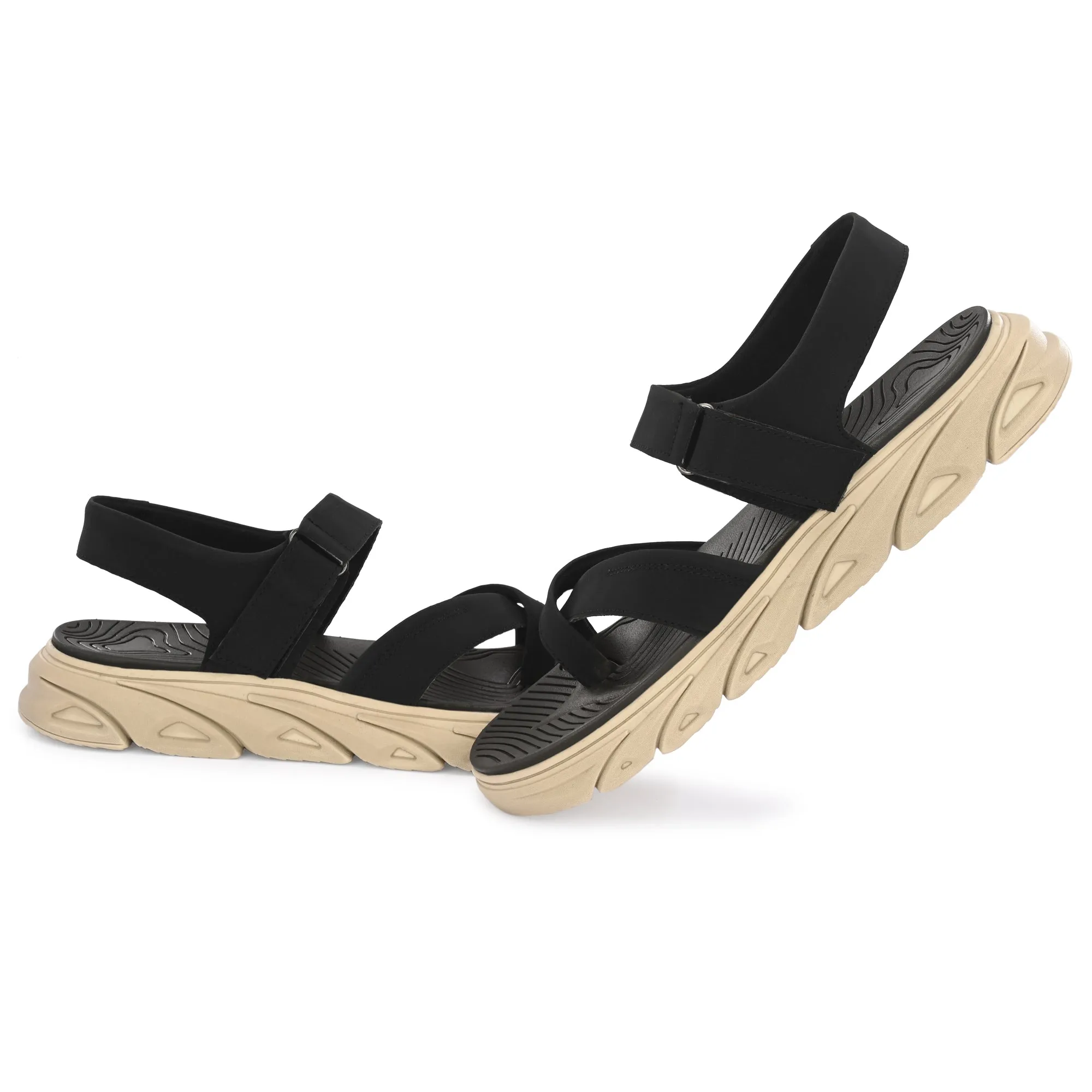 Attitudist Unisex Handcrafted Black Sports Sandal