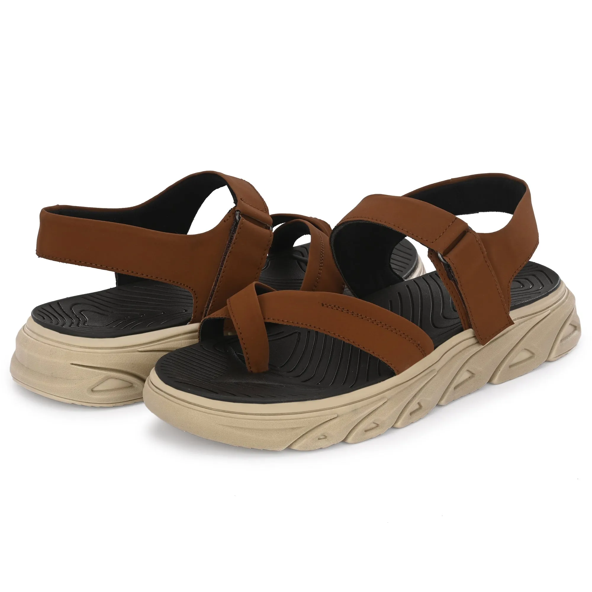 Attitudist Unisex Handcrafted Tan Sports Sandal