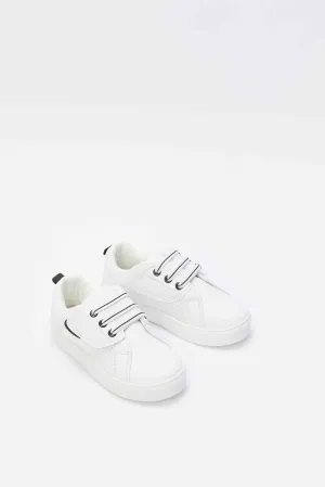 Baby Boys White Lace-Up Sneakers