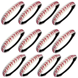 Baseball Leather Headbands - 12 Pack