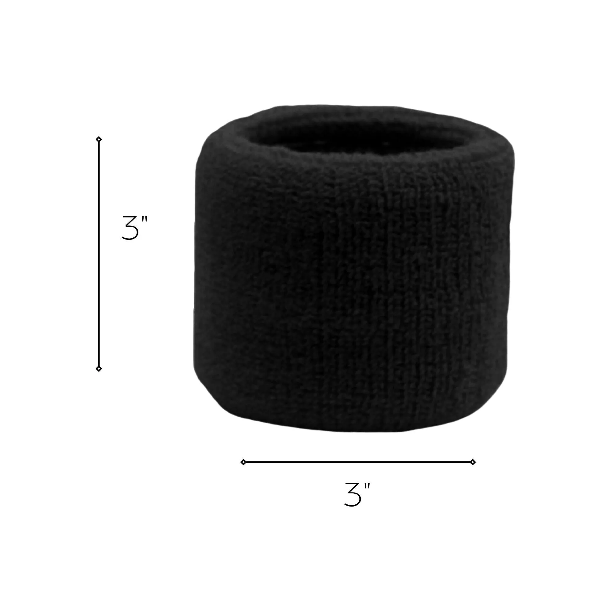 Black Wrist Sweatbands - 6 Pack