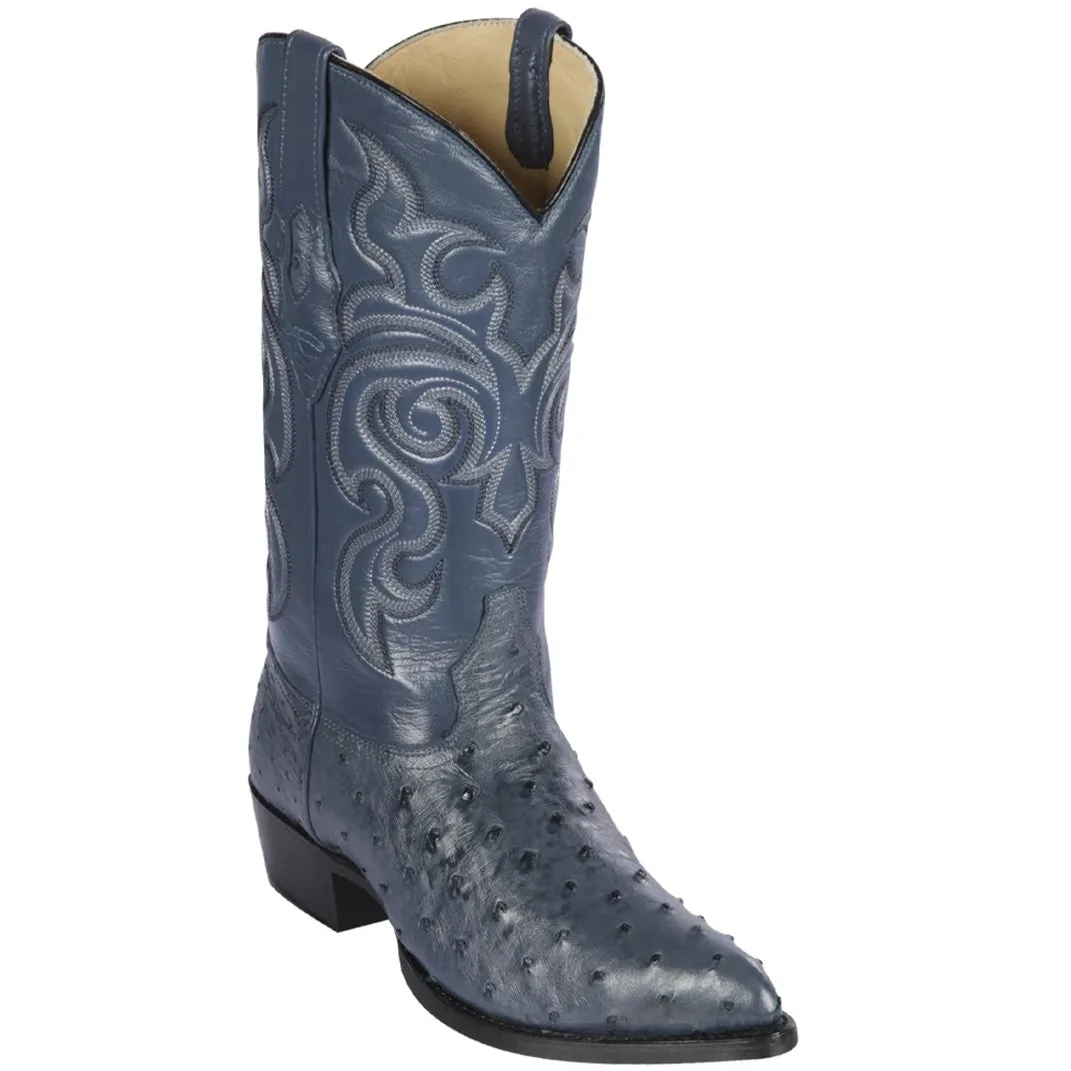 Blue Ostrich Cowboy Boots J-Toe