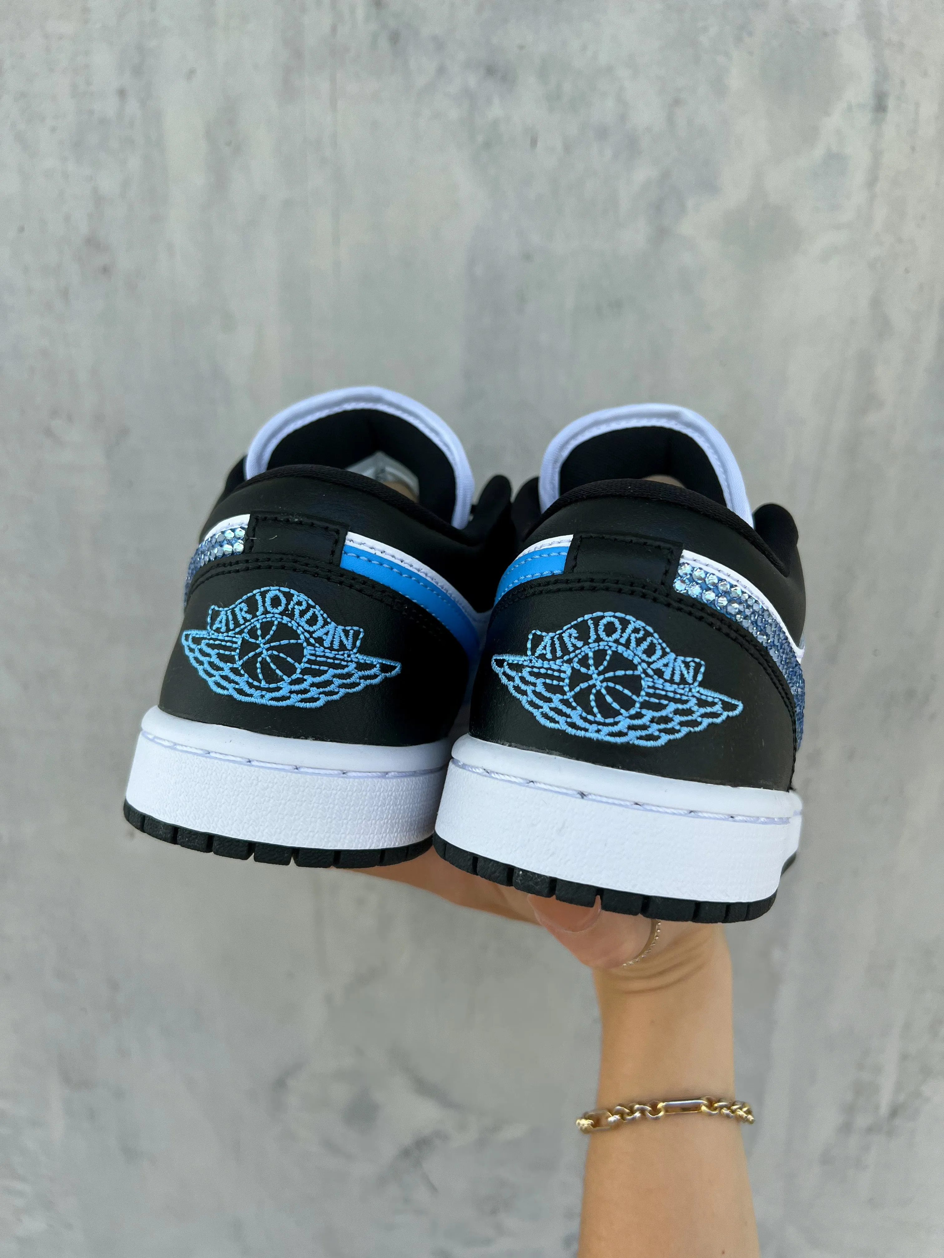 Blue Swarovski Women’s Air Jordan 1 Low Shoes