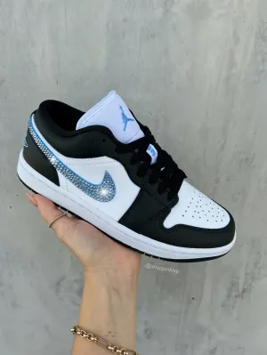 Blue Swarovski Women’s Air Jordan 1 Low Shoes