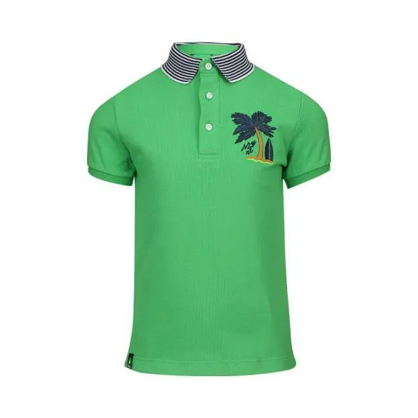 BOYS SHORT SLEEVE EMBROIDERED POLO - GREEN