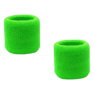 Bright Green Wrist Sweatbands - 2 Pack