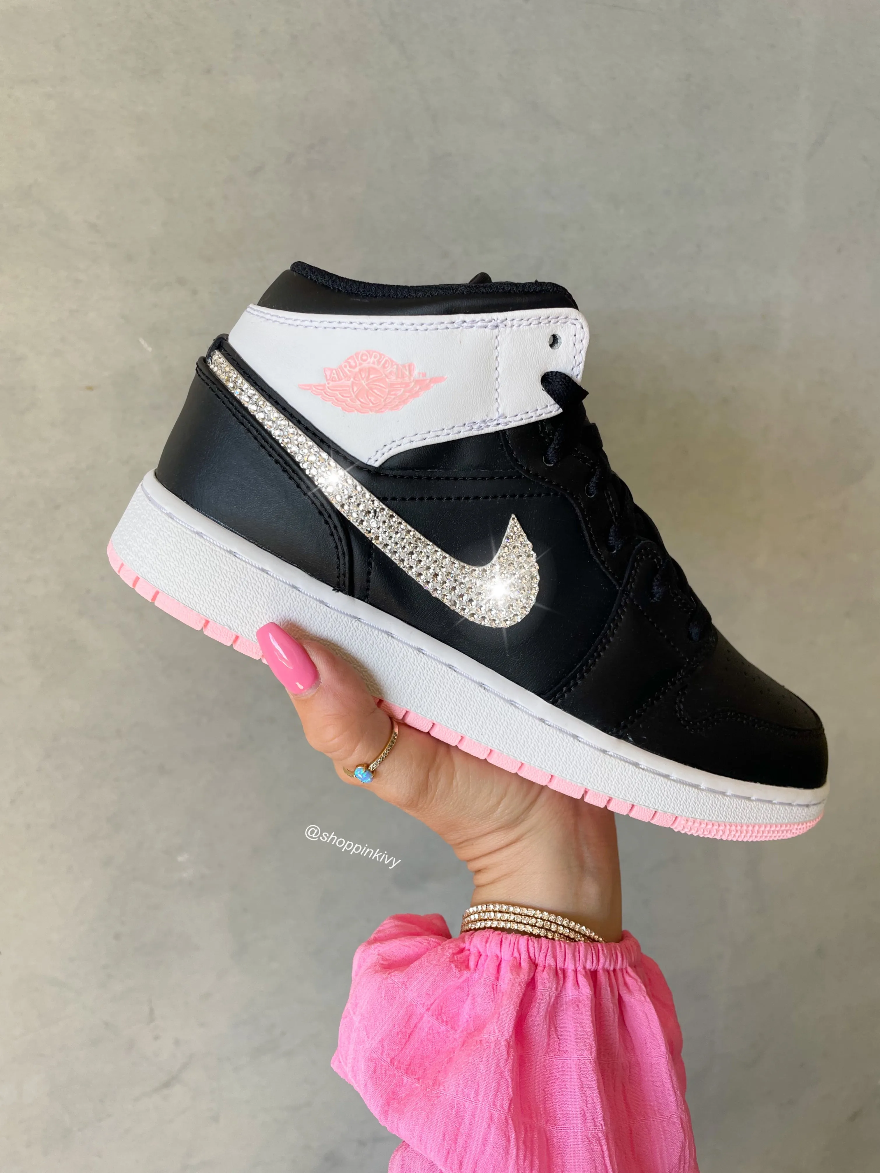 Bubblegum Pink Bottom Swarovski Women’s Air Jordan 1 Mid Shoes