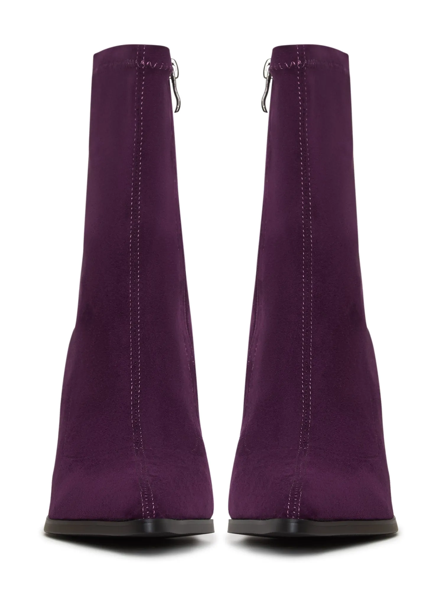 Casual Suede Block Heel Ankle Boots - Purple