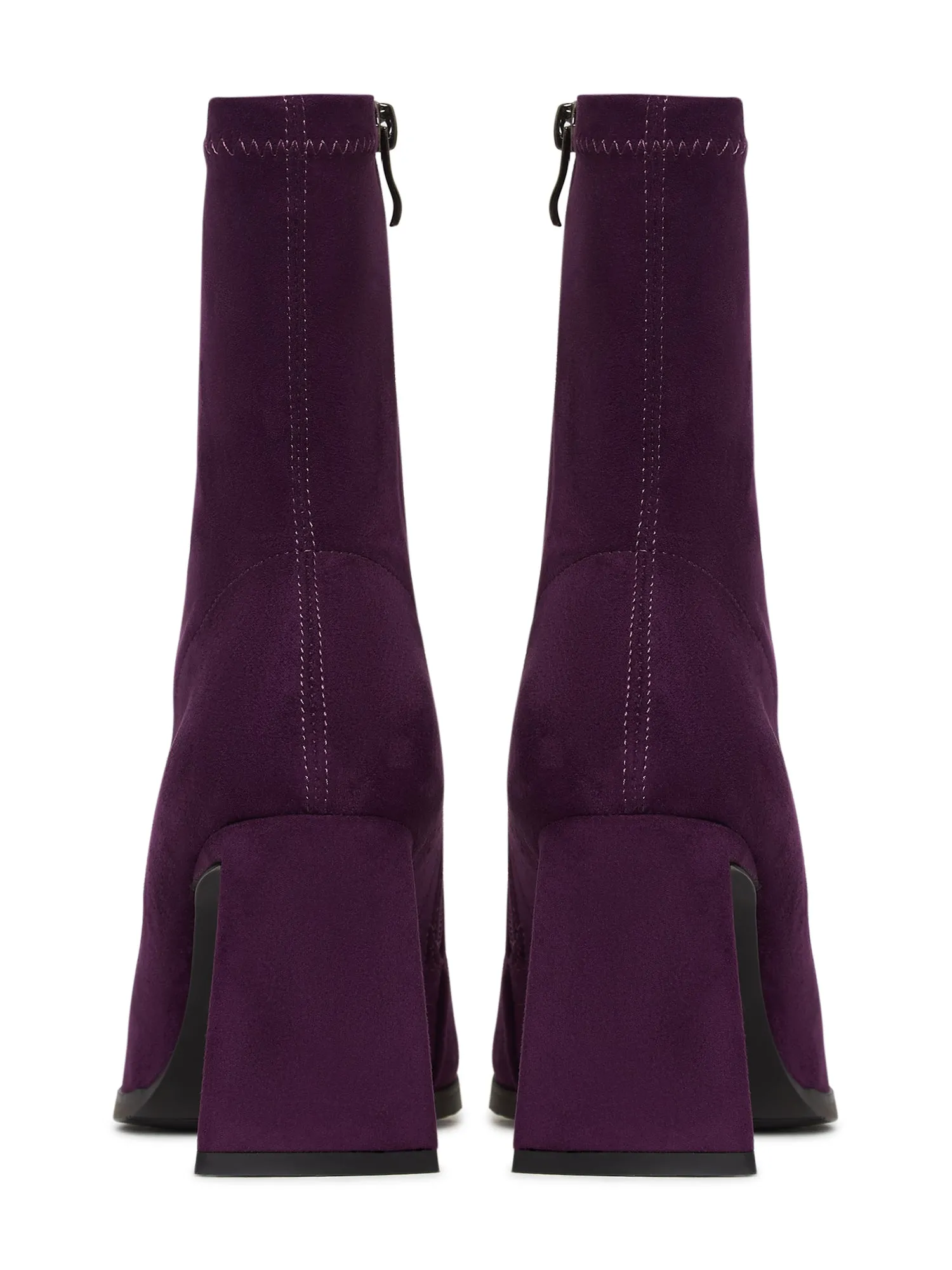 Casual Suede Block Heel Ankle Boots - Purple