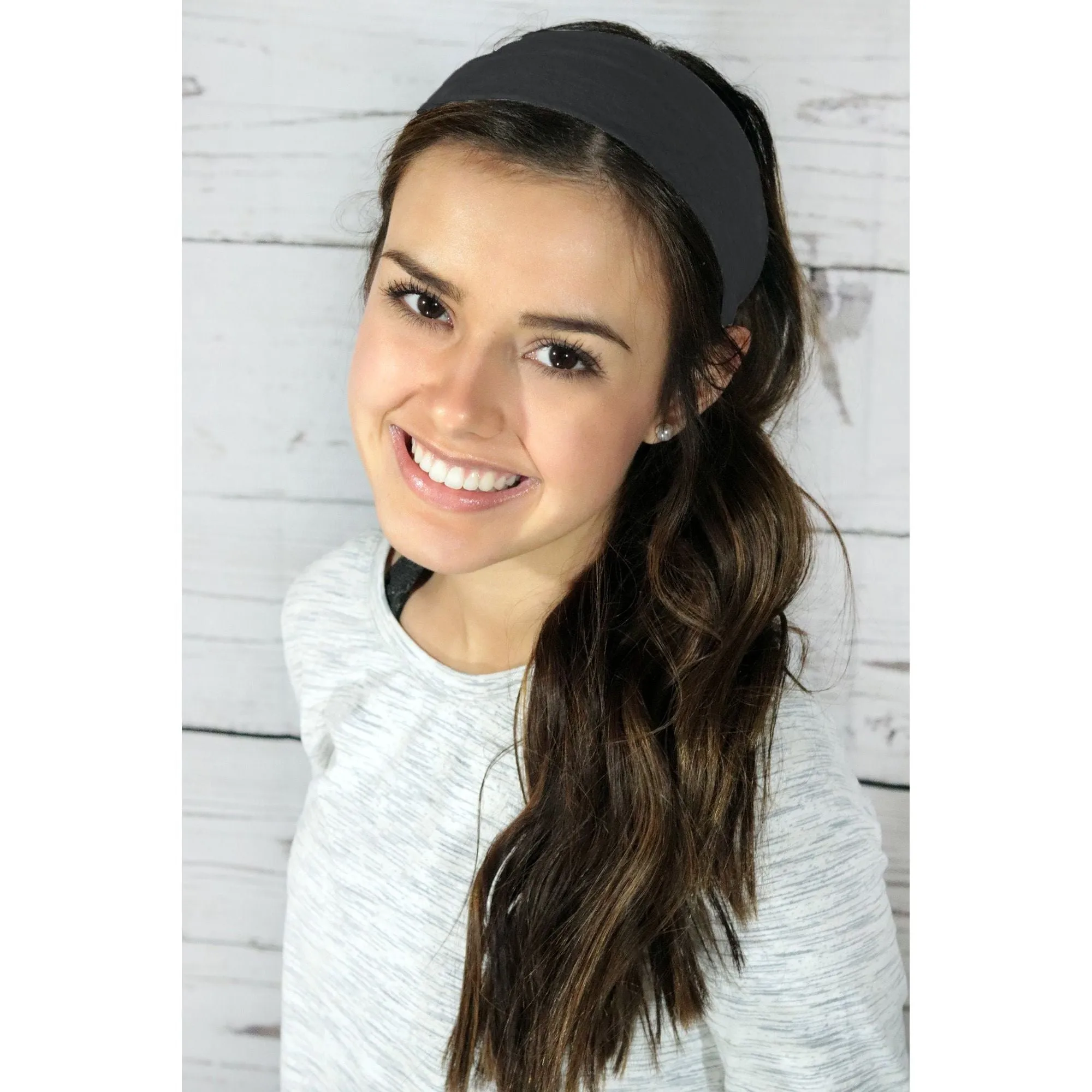 Charcoal Cotton Headbands - 12 Pack