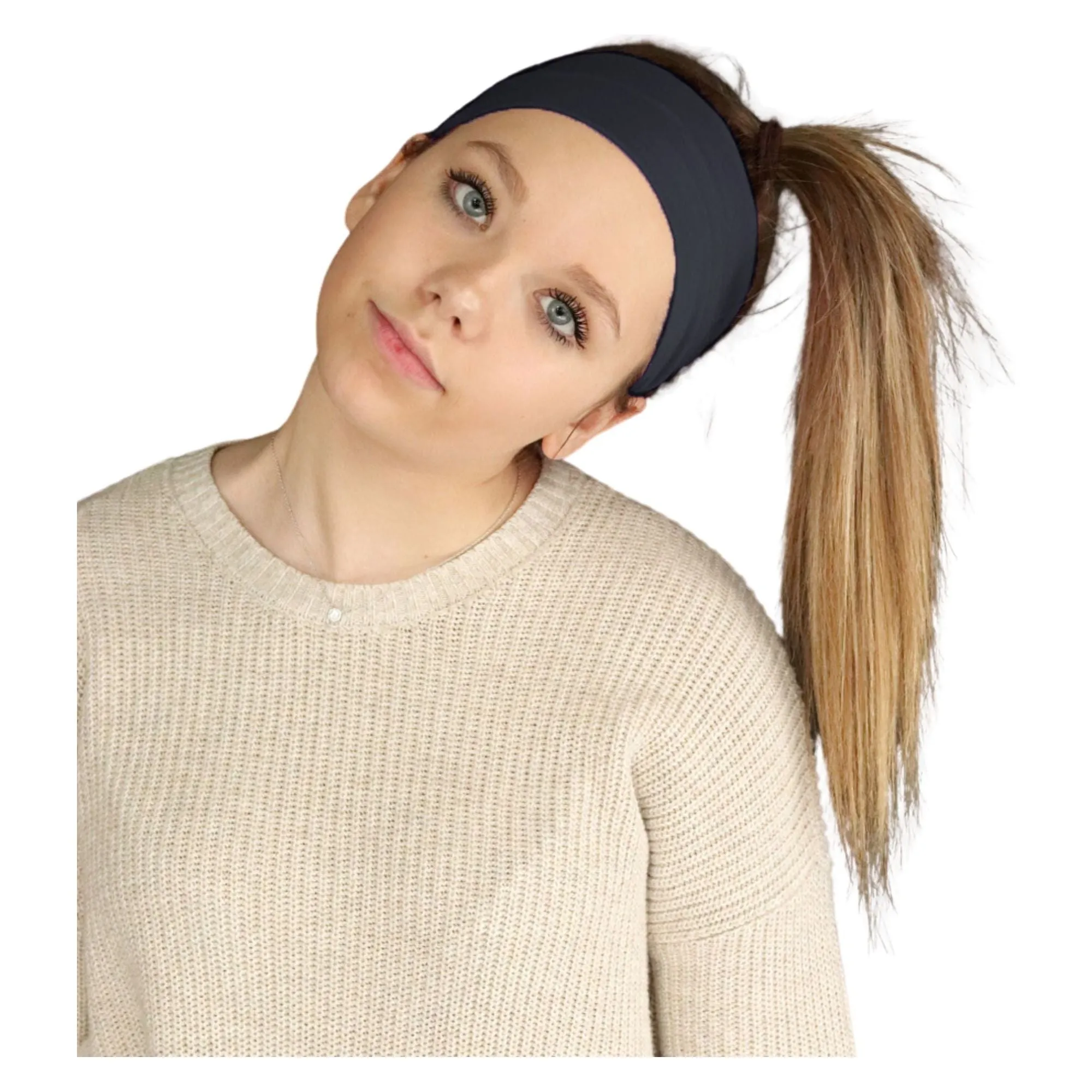 Charcoal Wide Headbands - 12 Pack