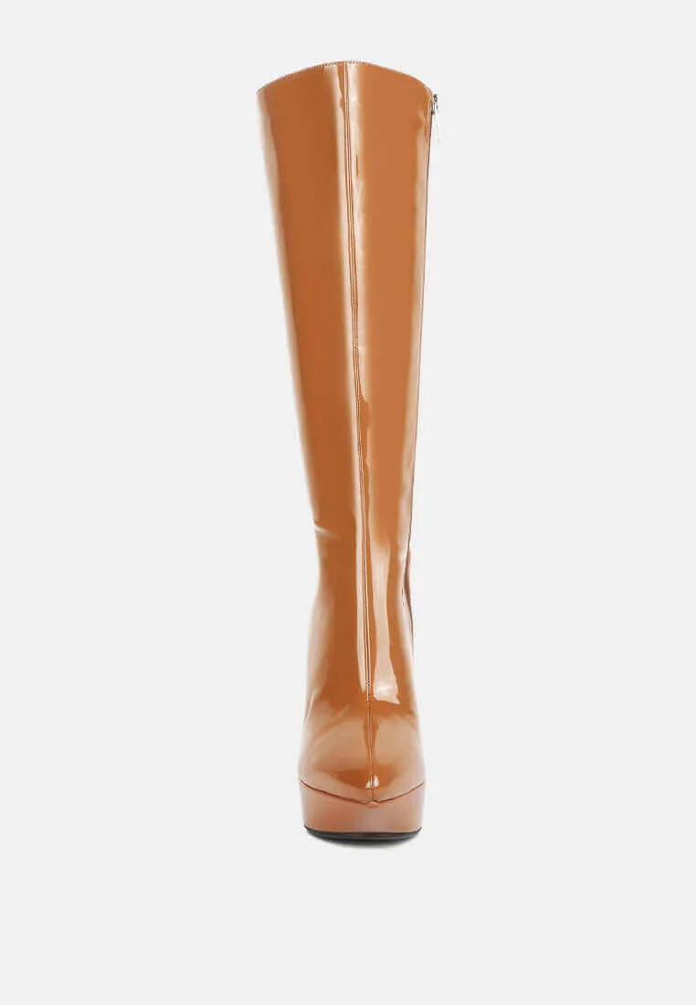 chatton patent stiletto high heeled calf boots