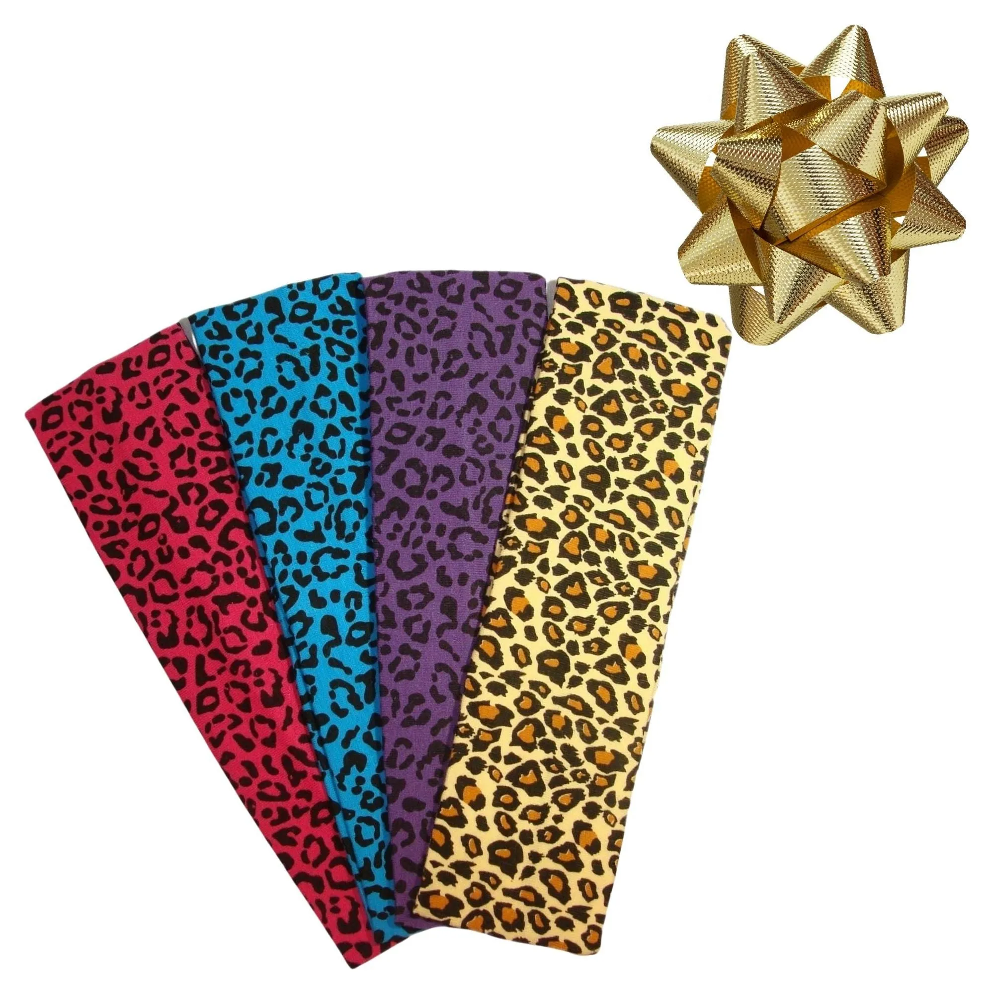 Cheetah Cotton Headbands - 4 Pack