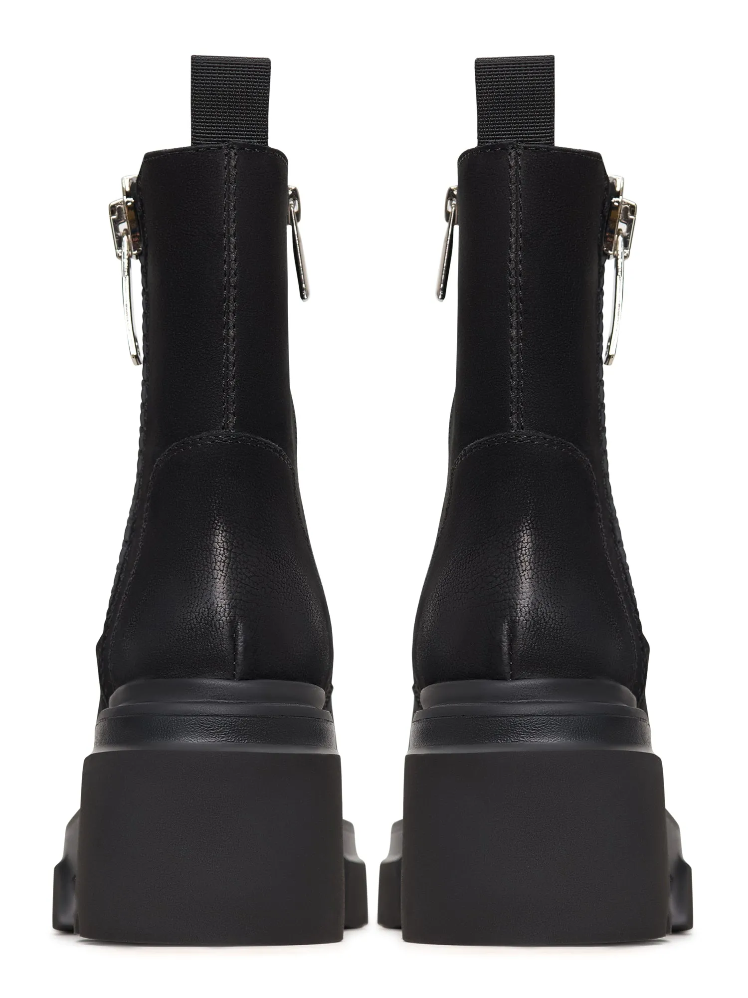 Chunky Black Zipper Boots Mia - Black