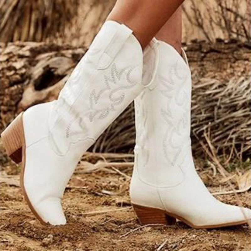 Classic Country Girl Cowboy Boots with Unique Embroidery