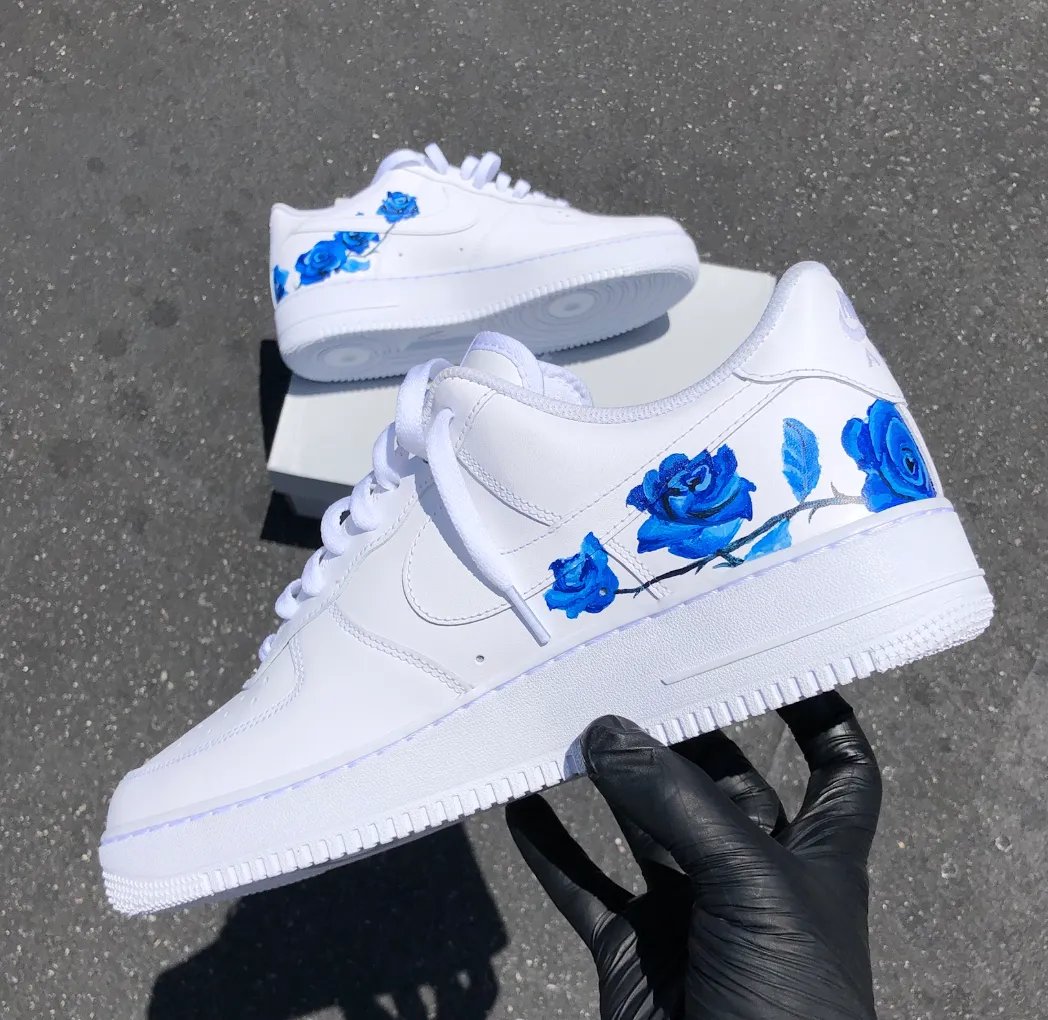 Delicate Blue Rose Design Nike Air Force 1