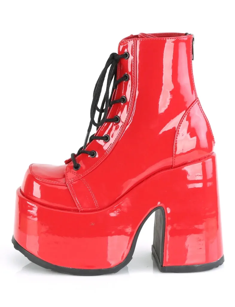 DEMONIA CAMEL-203 BOOTS - PATENT RED ✰ PRE ORDER ✰