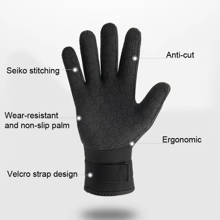 DIVESTAR Diving Gloves Cut & Stab Resistant Sports Gloves, Model: 3mm, Size: M