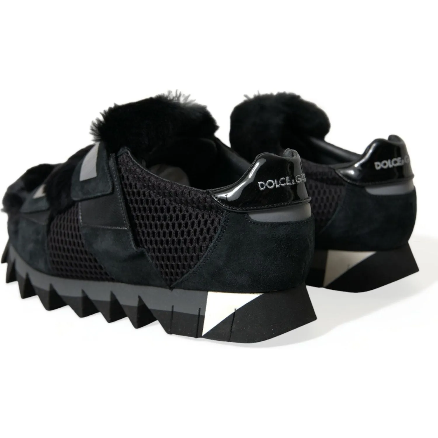 Dolce & Gabbana Elegant Fur-Embellished Suede Sneakers