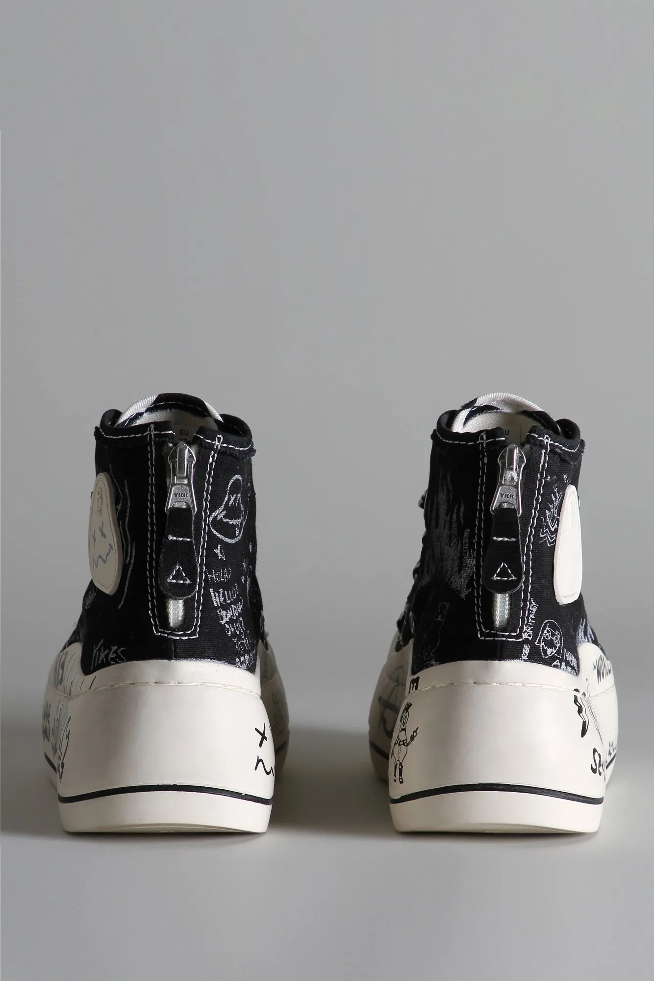 DOUBLE GROMMET KURT HIGH TOP SNEAKER - BLACK GRAFFITI CHECKER