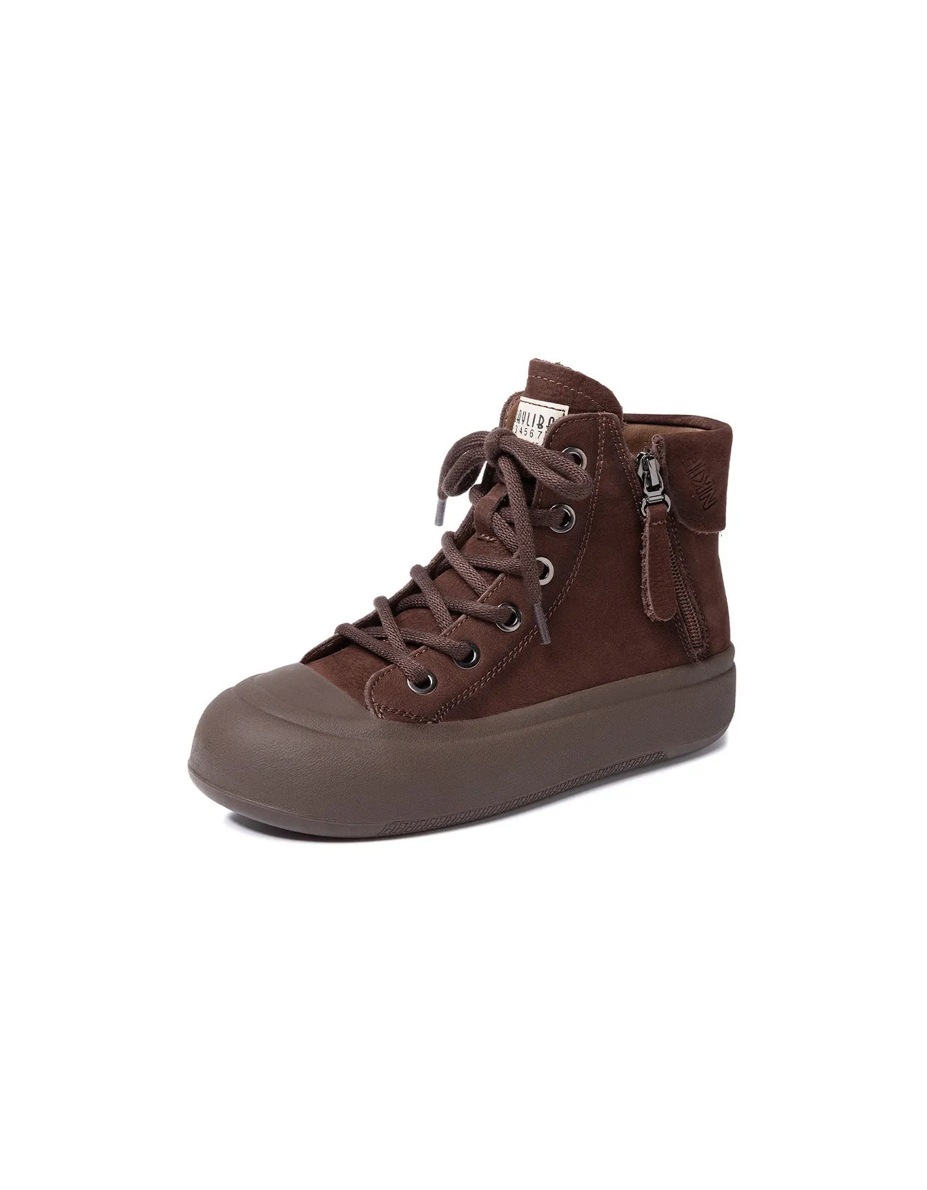 Double Sides Zipper Casual Leather Sneaker Boots