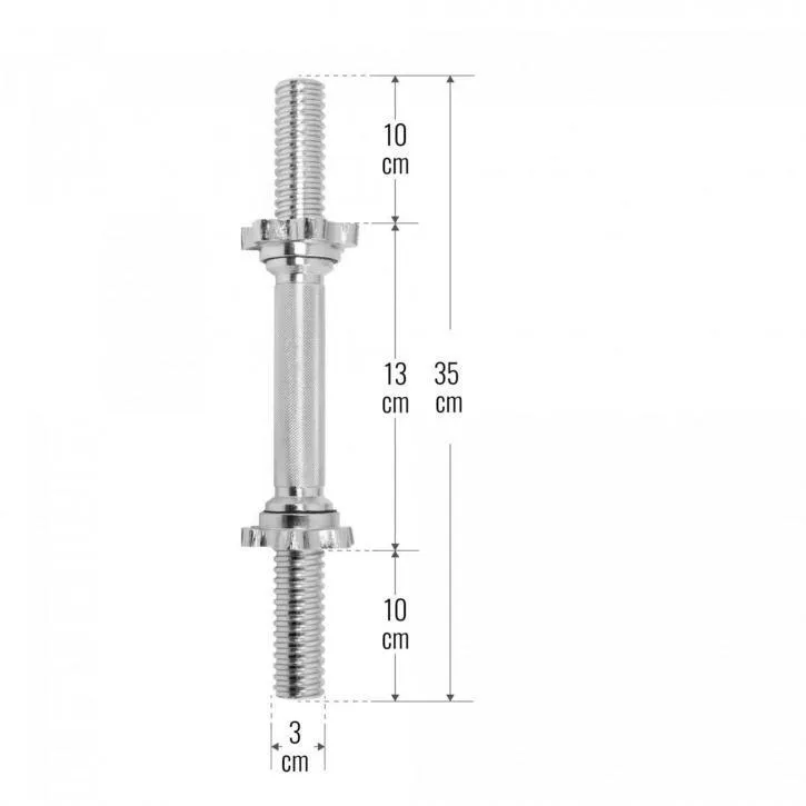 Dumbbell Bar 35cm - Spinlock Star Collars - Chrome