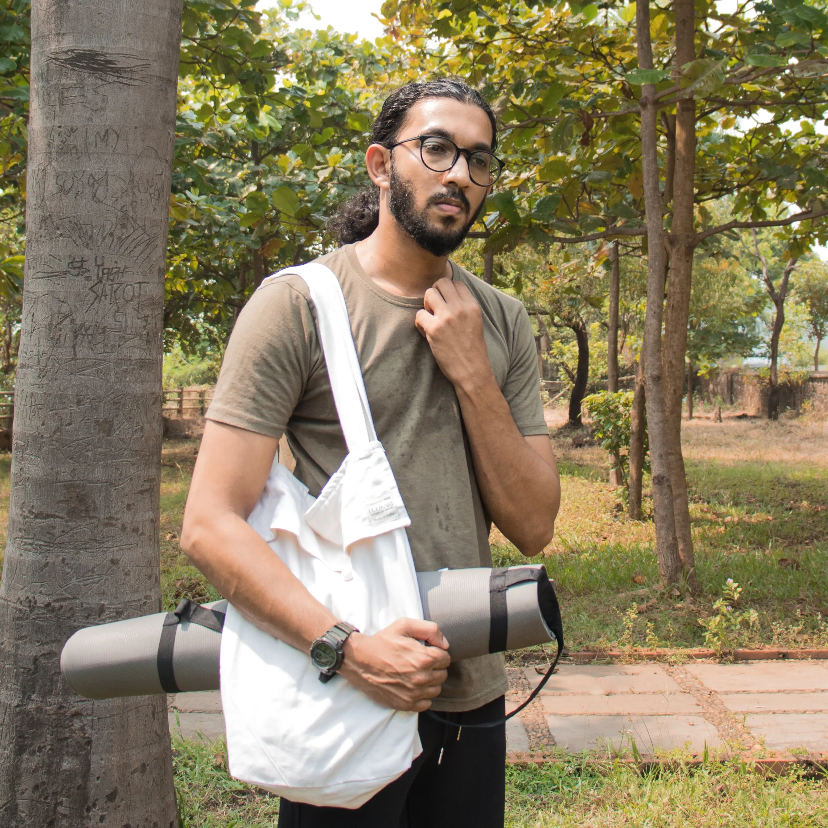 Ecokari Off-white hemp yoga bag