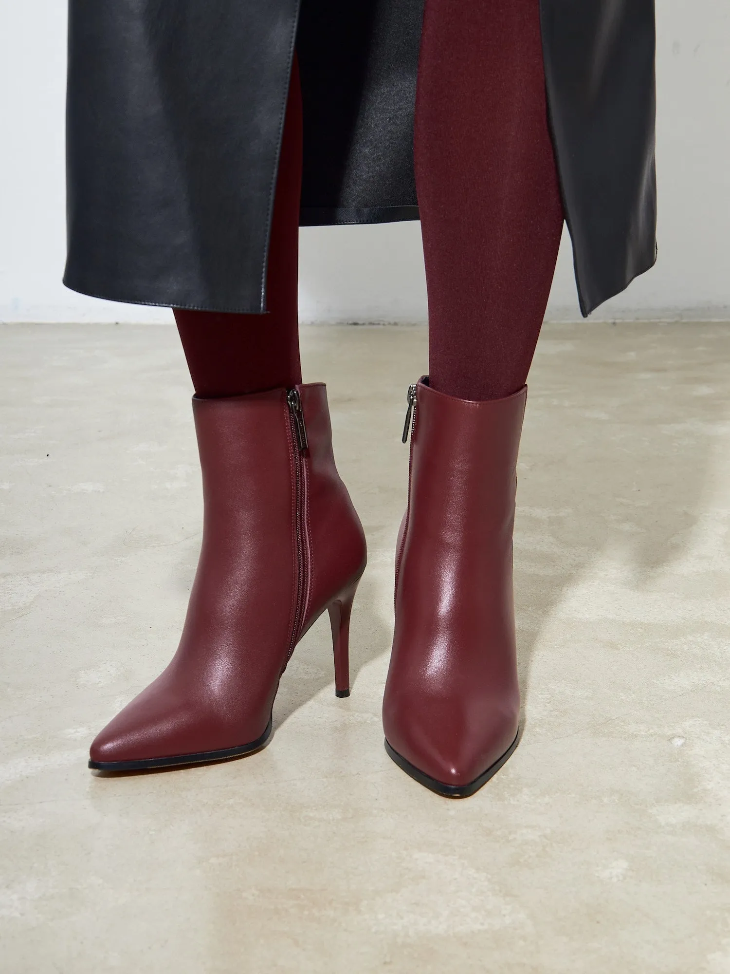 Elevated Leather Heeled Boots - Bordeaux