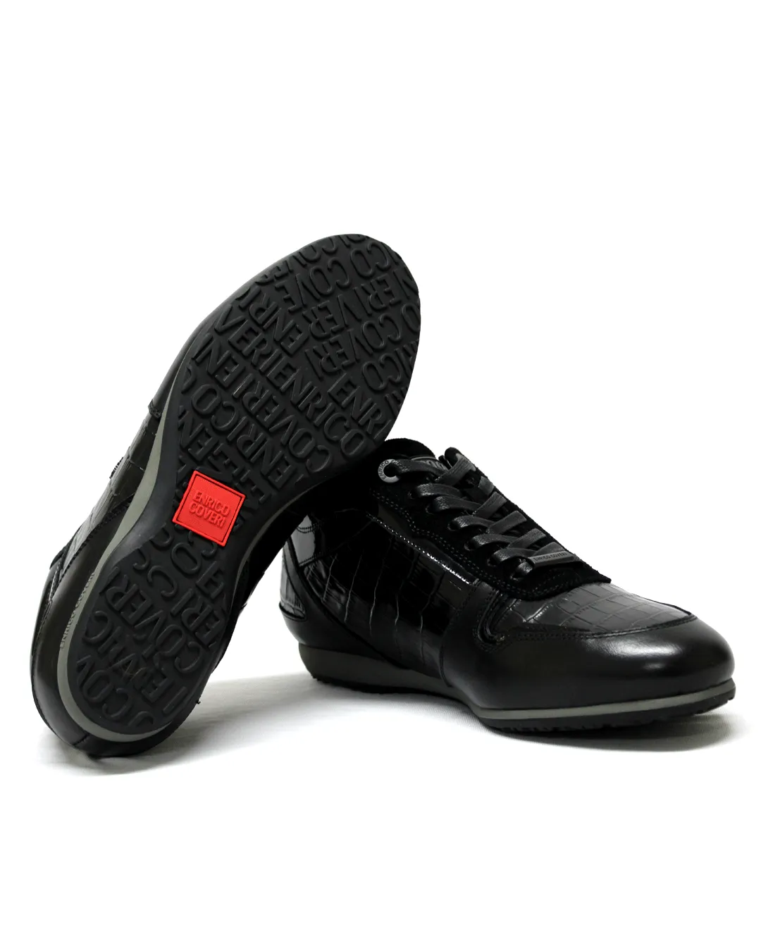 ENRICO COVERI Italia  Leather Black Lo Sneaker