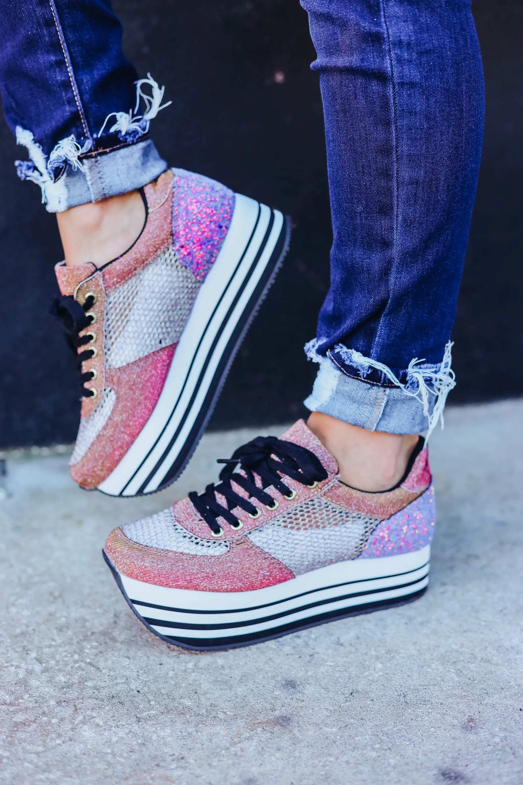 Evie Glitter Platform Sneakers