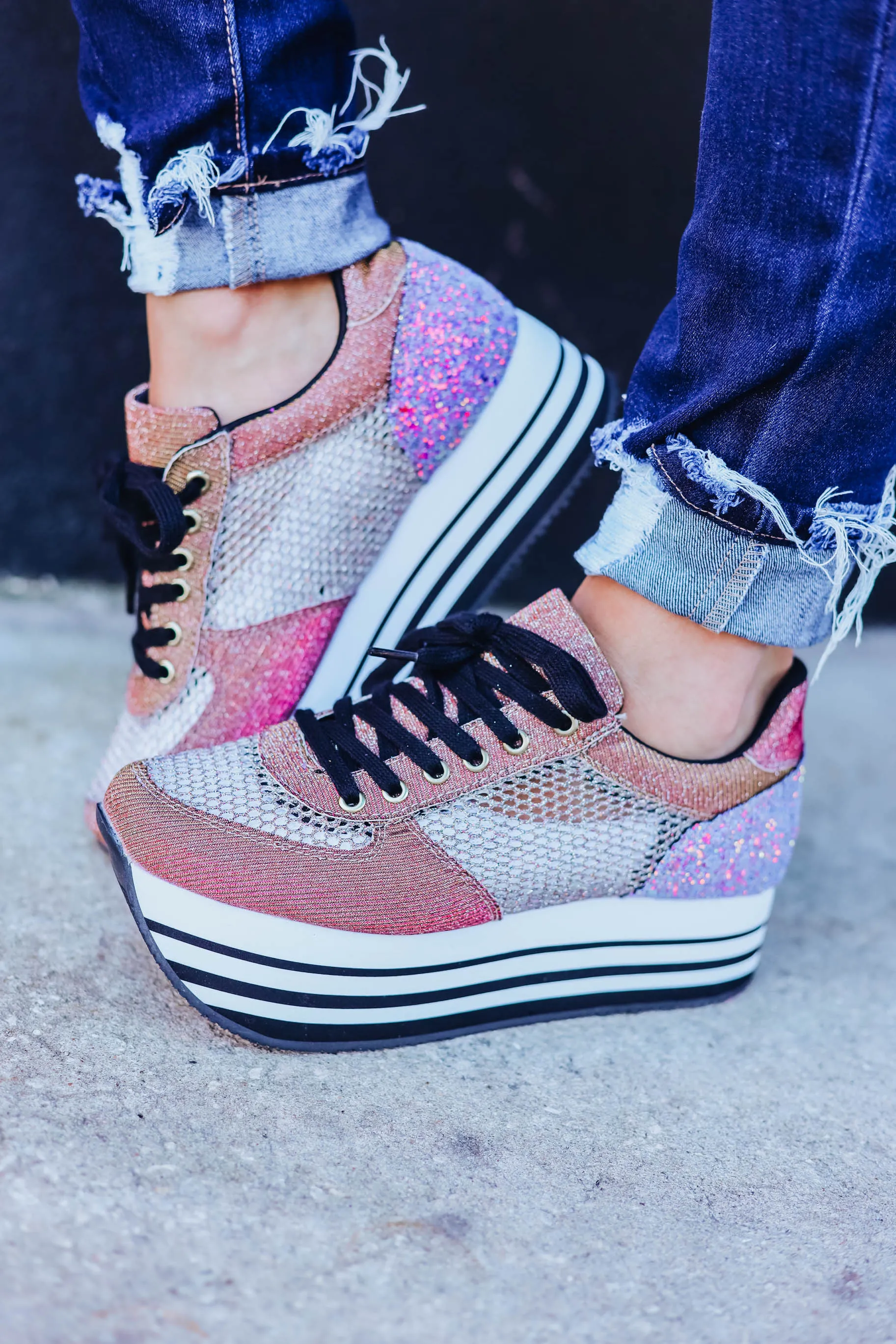 Evie Glitter Platform Sneakers