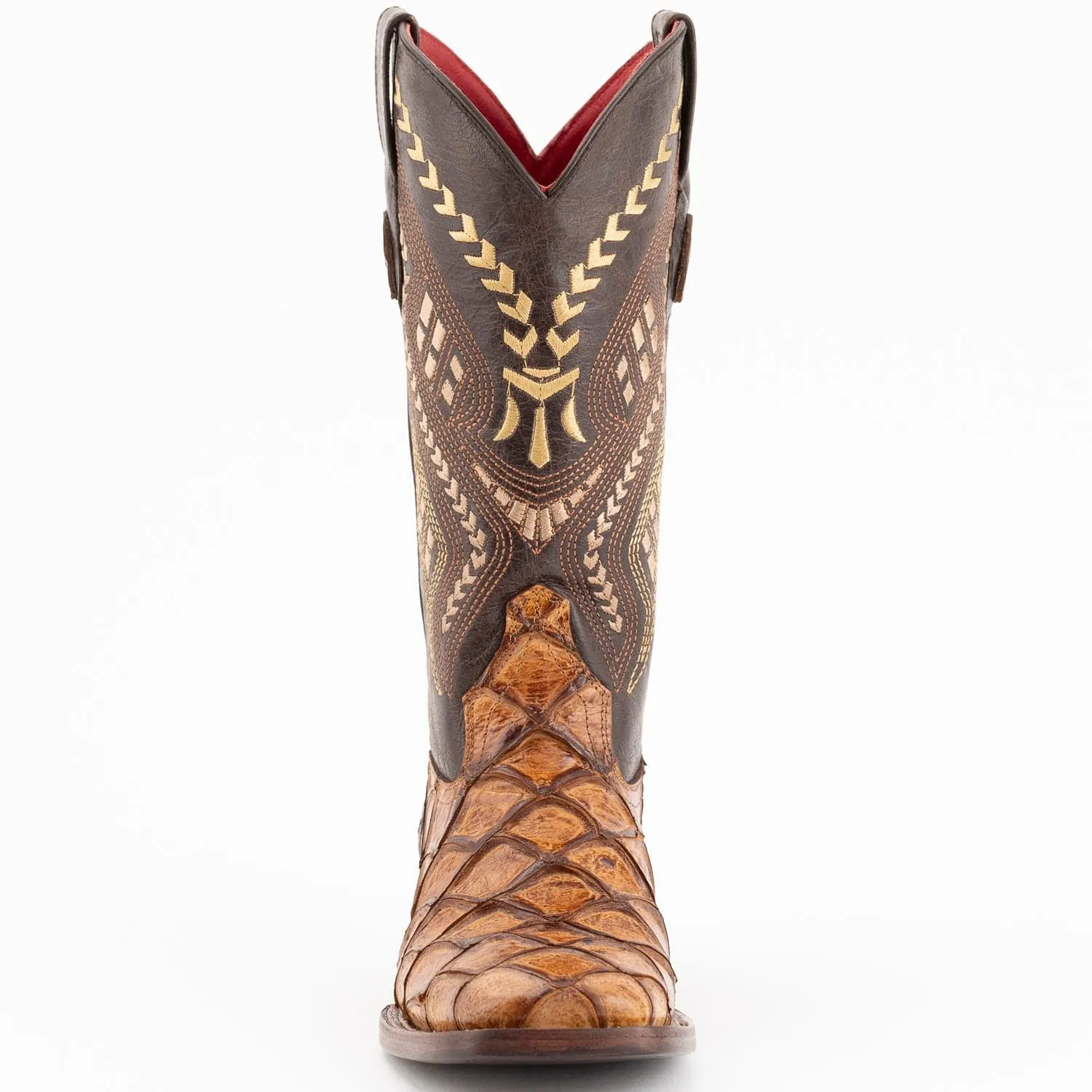 Ferrini Women's Bronco Square Toe Boots Pirarucu Fish Print - Cognac  9339361