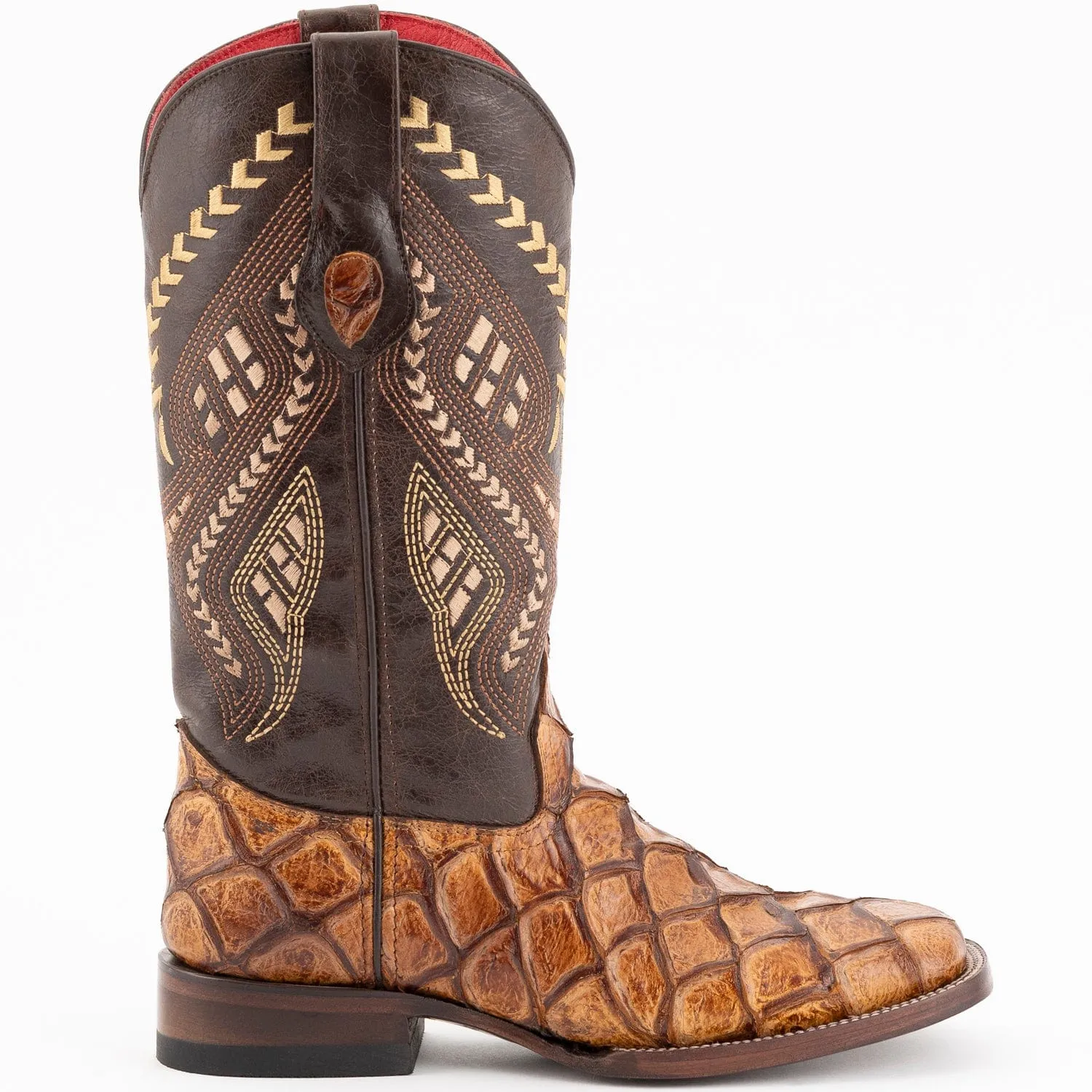 Ferrini Women's Bronco Square Toe Boots Pirarucu Fish Print - Cognac  9339361