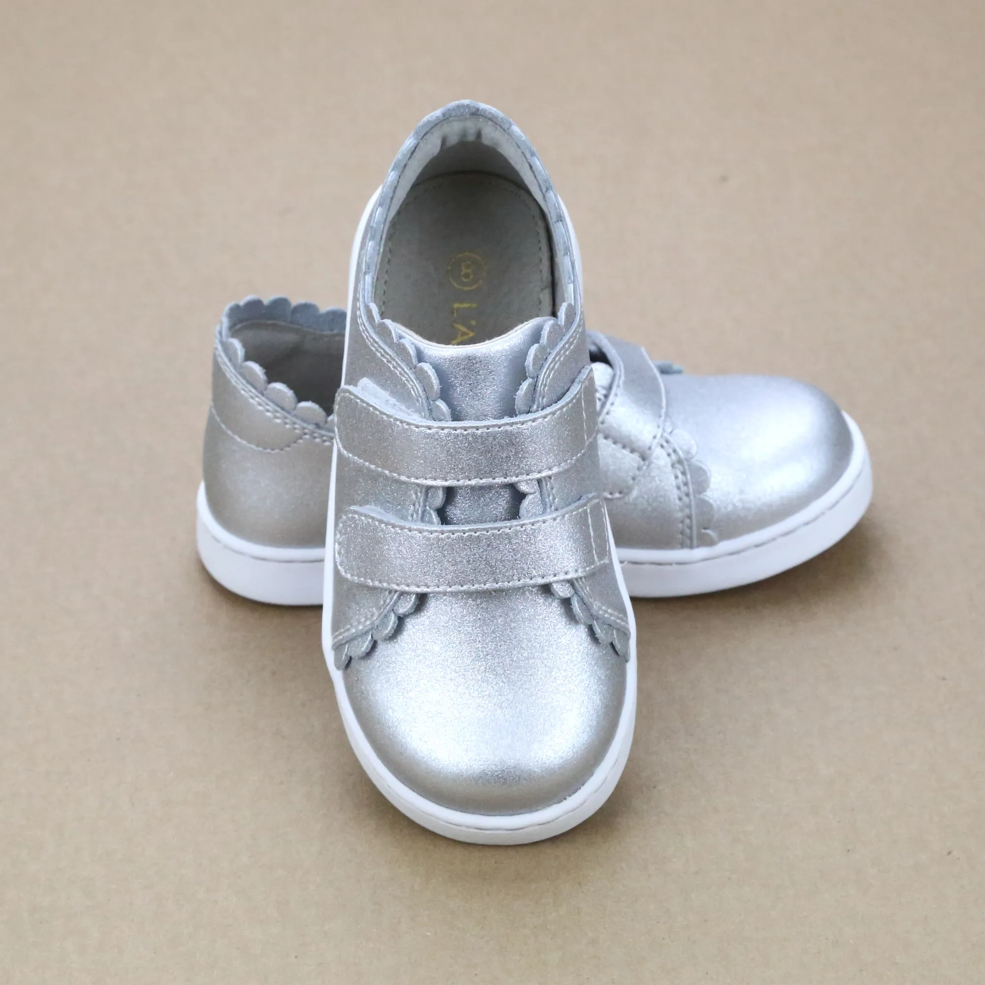 Girls Caroline Scalloped Double Velcro Sweetheart Sneaker