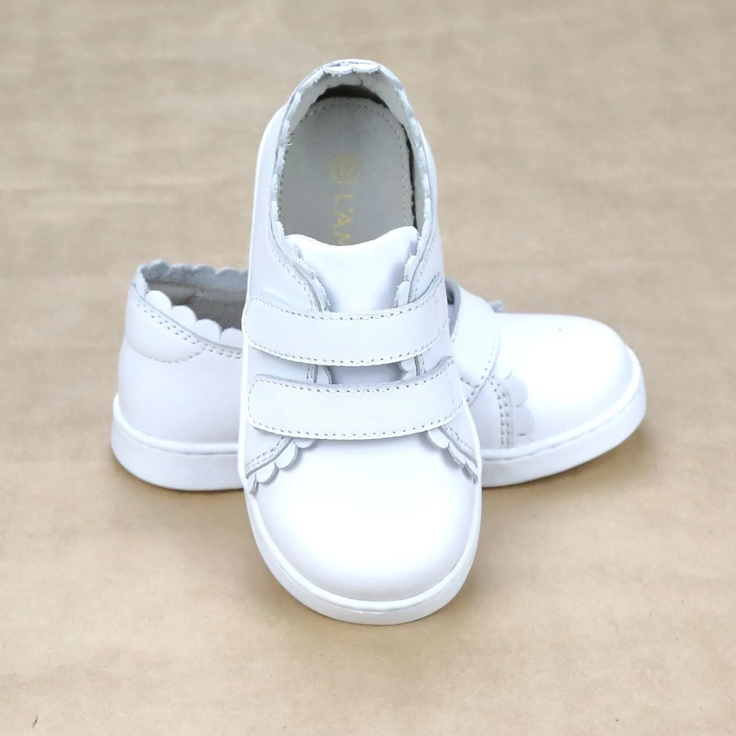 Girls Caroline Scalloped Double Velcro Sweetheart Sneaker