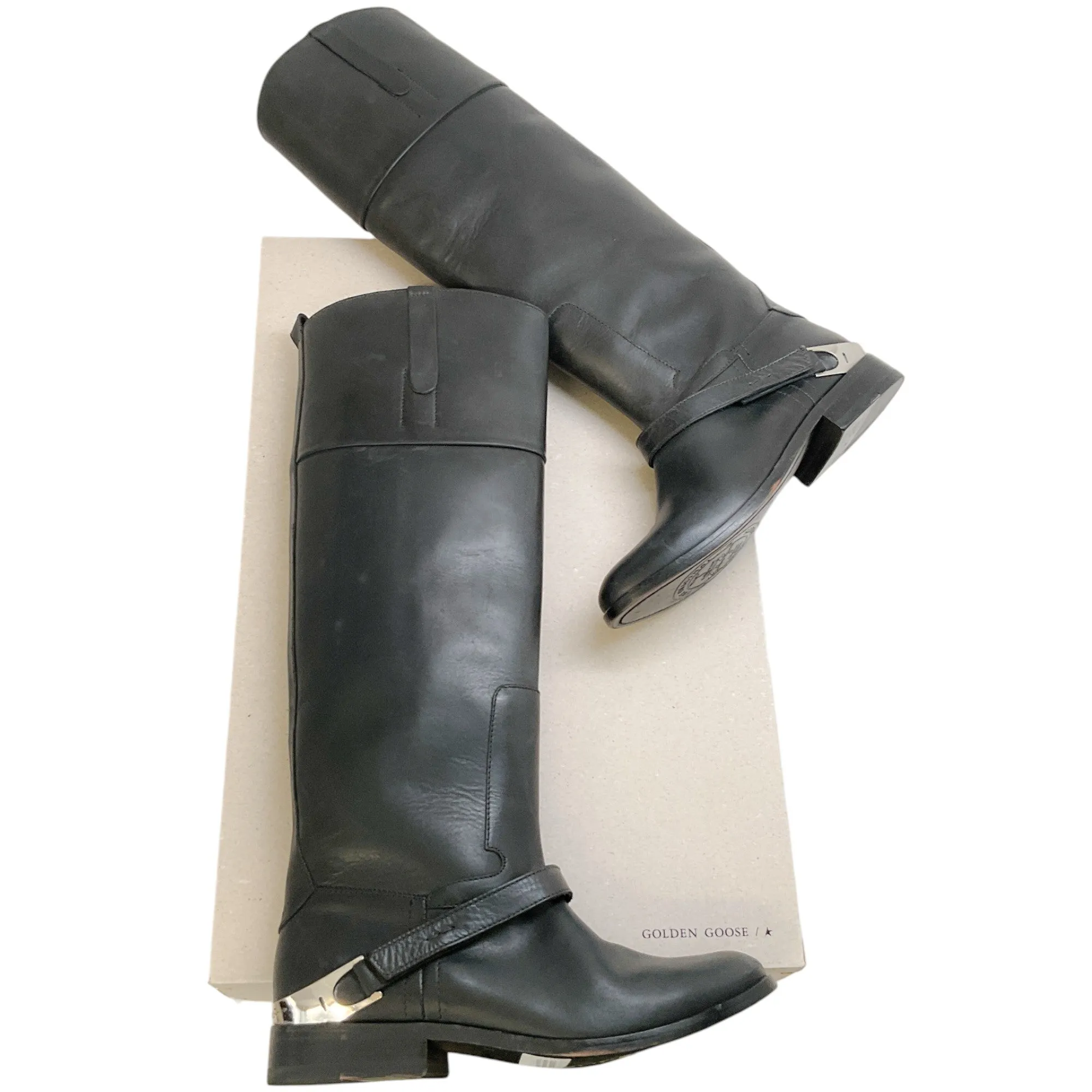 Golden Goose Deluxe Brand Black Leather Charlie Boots