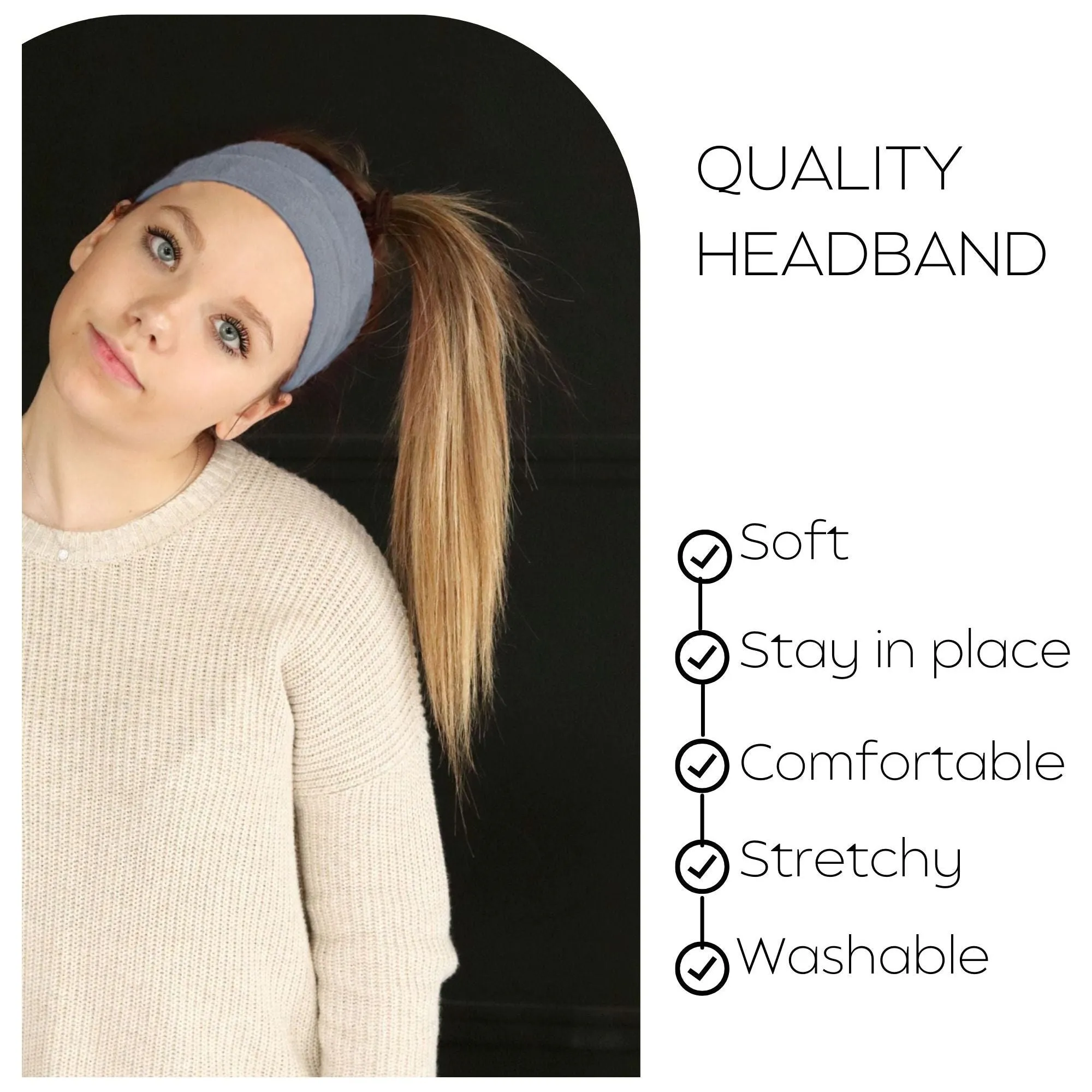 Gray Wide Headbands - 12 Pack