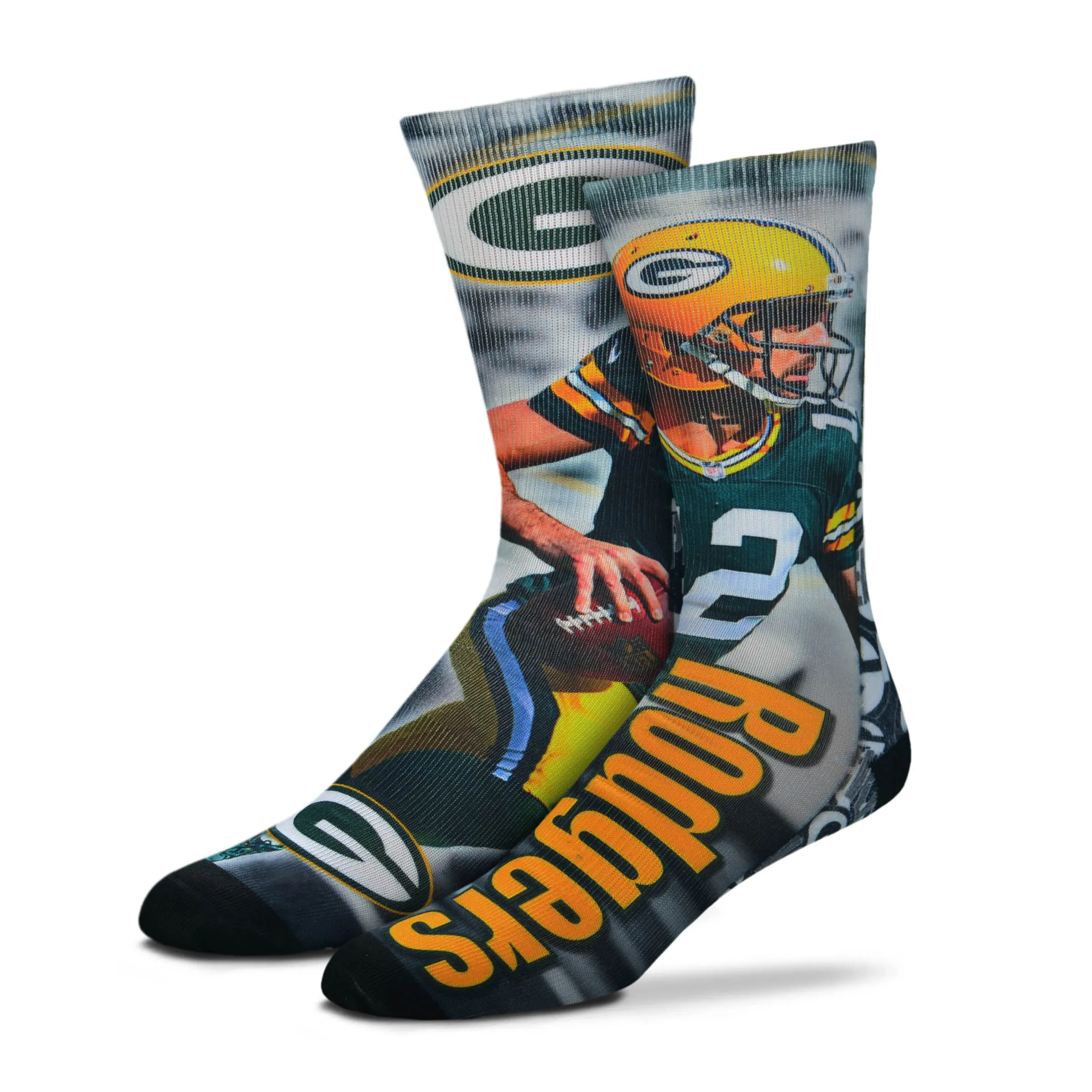 Green Bay Packers Player Montage Aaron Rodgers Socks